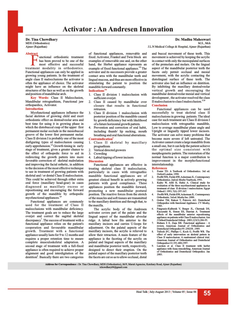 Andresen Innovation | PDF | Orthodontics | Dentistry Branches
