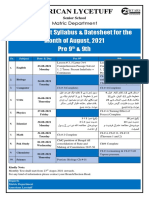 Monthly Test Syllbaus & Datesheet Pre 9th & 9th (Aug-21)