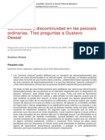 Continuidad y Descontinuidad en La Psicosis Ordinaria