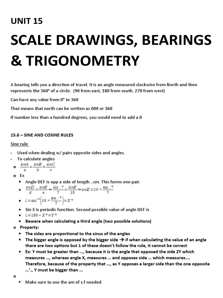 Unit 15 Scale Drawings, Bearings Trigonometry PDF