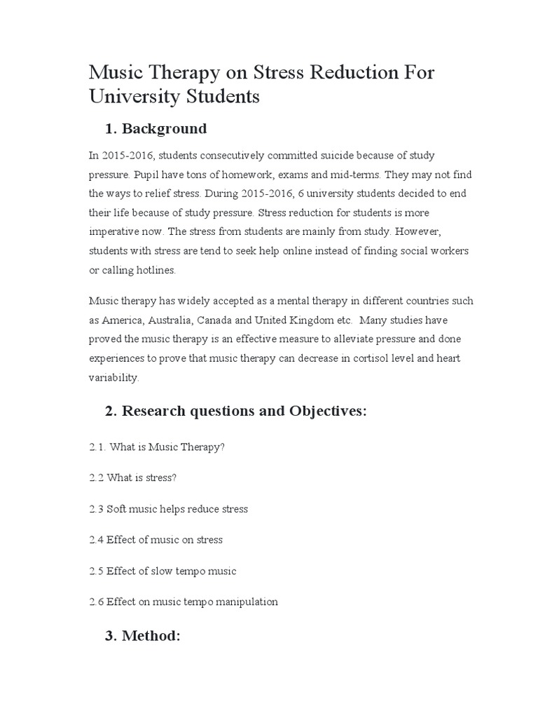 Music Therapy On Stress Reduction For University Students | PDF | Tempo ...