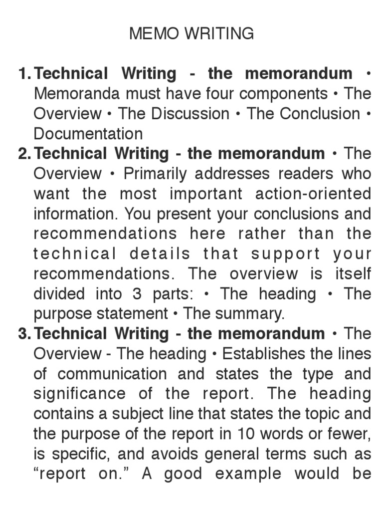Memo Writing Handout PDF Memorandum Cognition