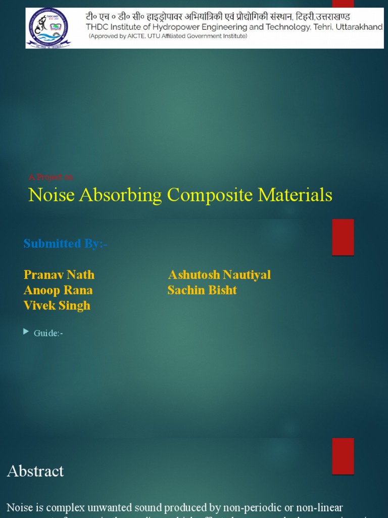 A Project On Noise Absorbing Composite Materials, PDF