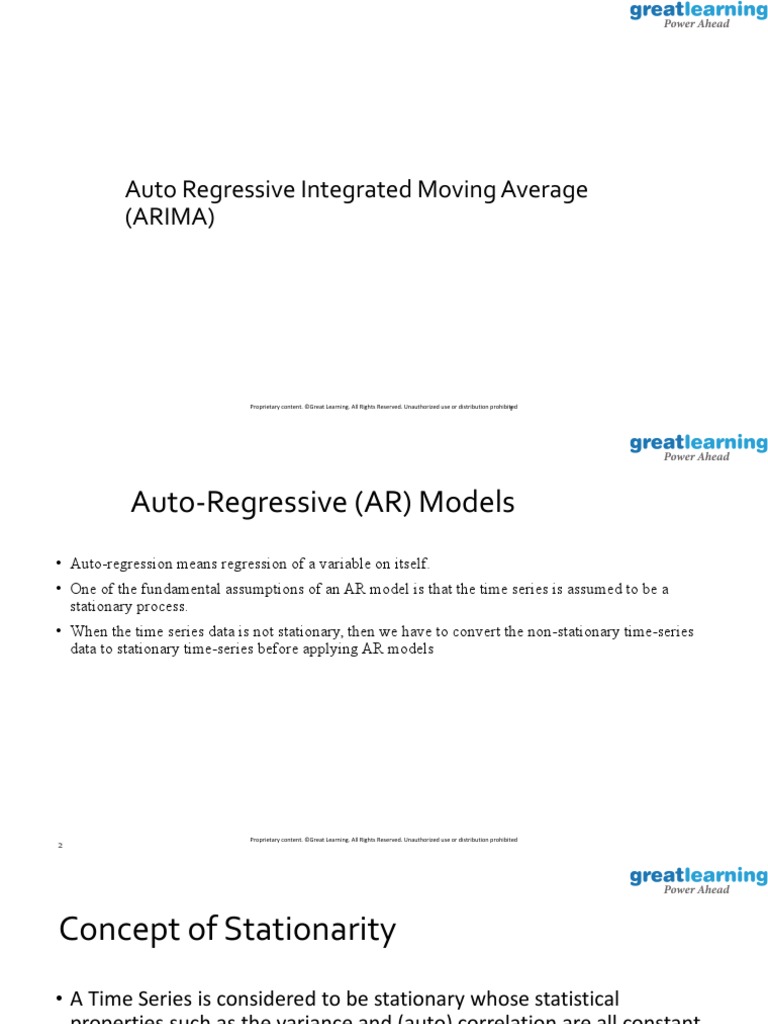 Auto Regressive Integrated Moving Average - Material | PDF | Stationary ...