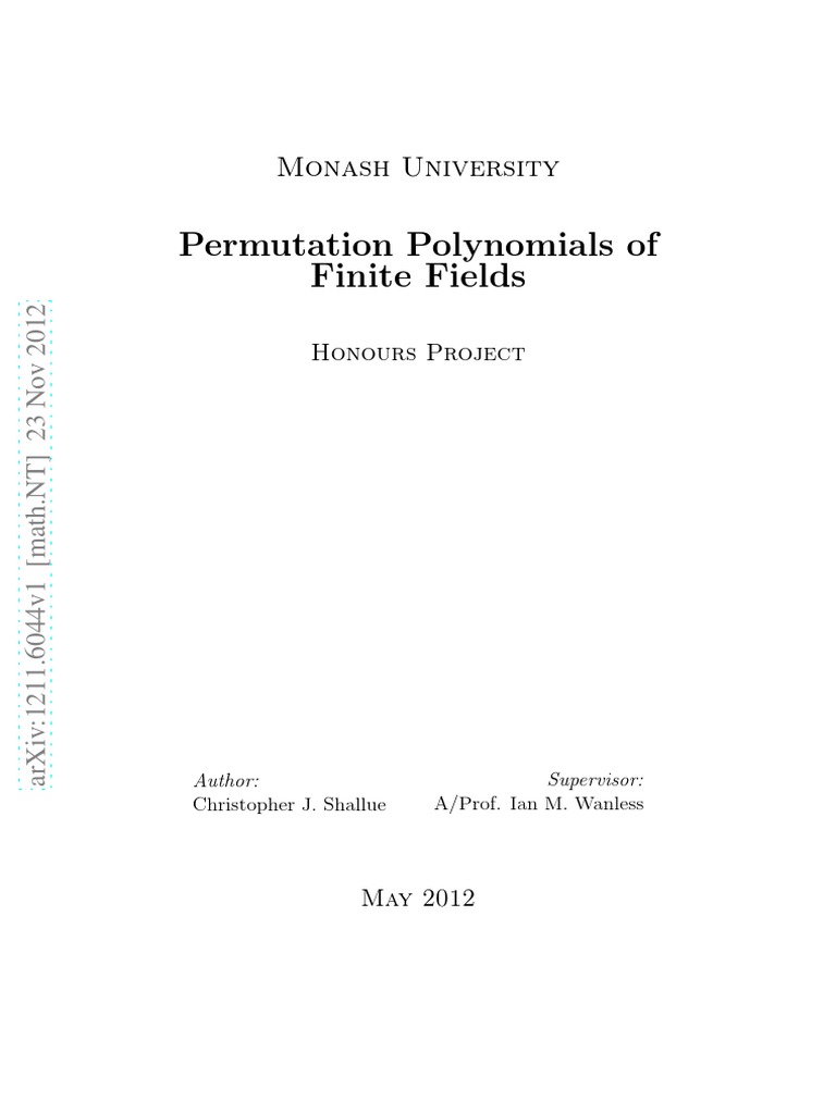 Permutation Polynomials | PDF | Field (Mathematics) | Polynomial