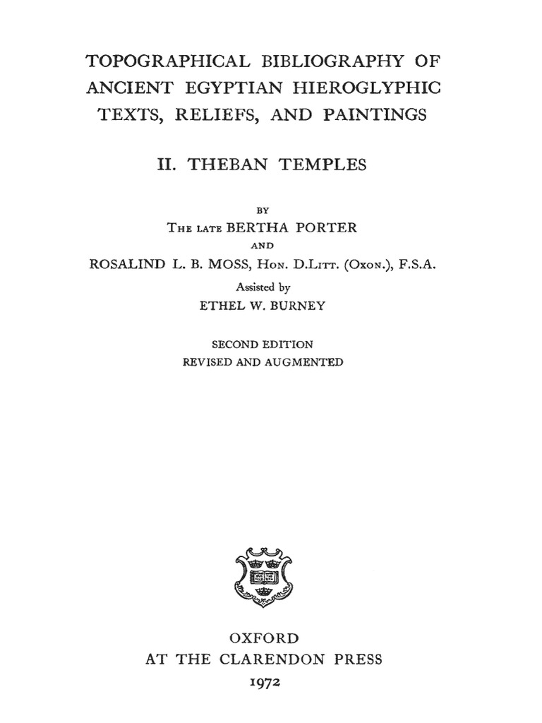 Porter Y Moss Ii Pdf Ancient Egypt