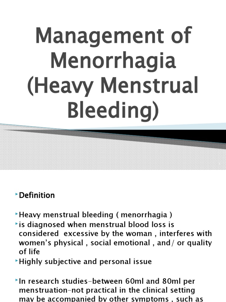 2 Management of Menorrhagia (Heavy Menstrual Bleeding) PDF Menstruation Medicine