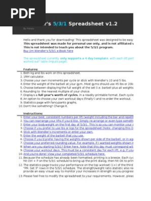 Wendler 5 3 1 Spreadsheet Athletic Sports