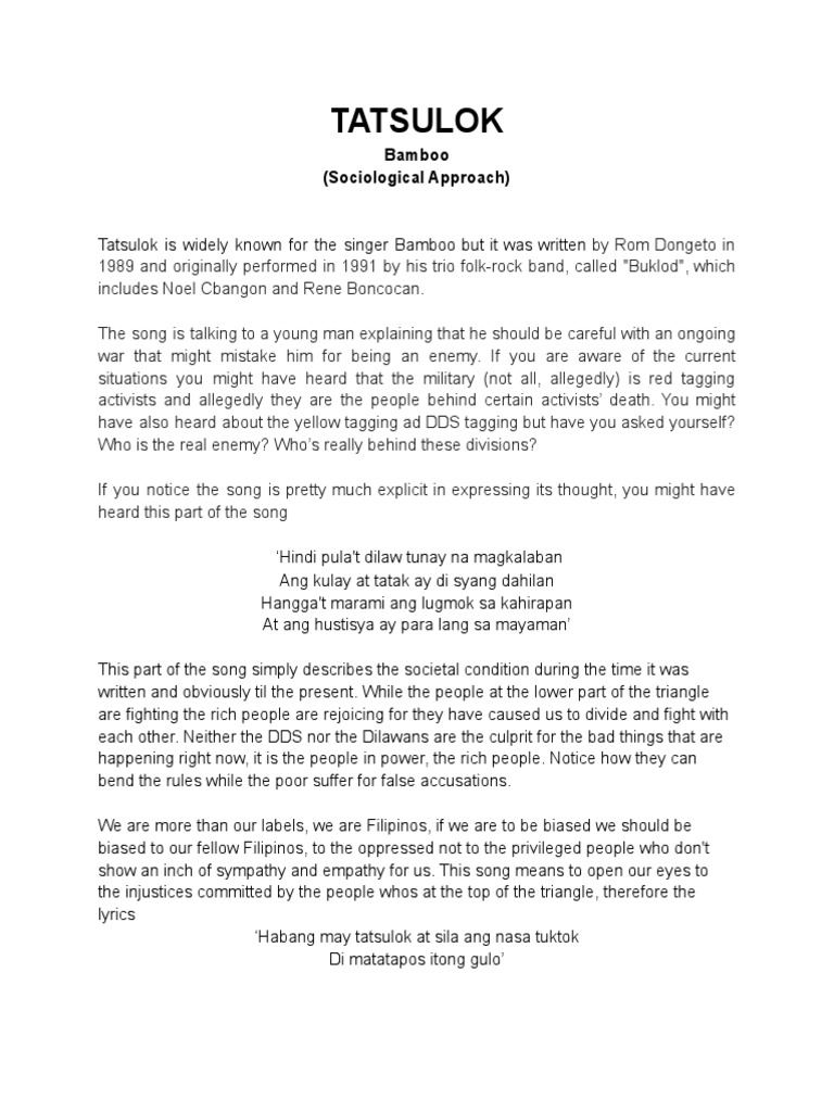 Tatsulok Bamboo (Sociological Approach) PDF