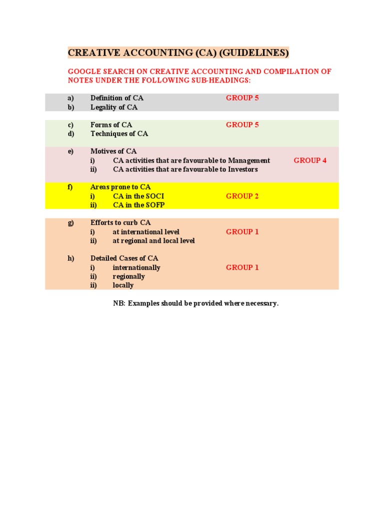 GUIDE To Creative Accounting NOTES PDF
