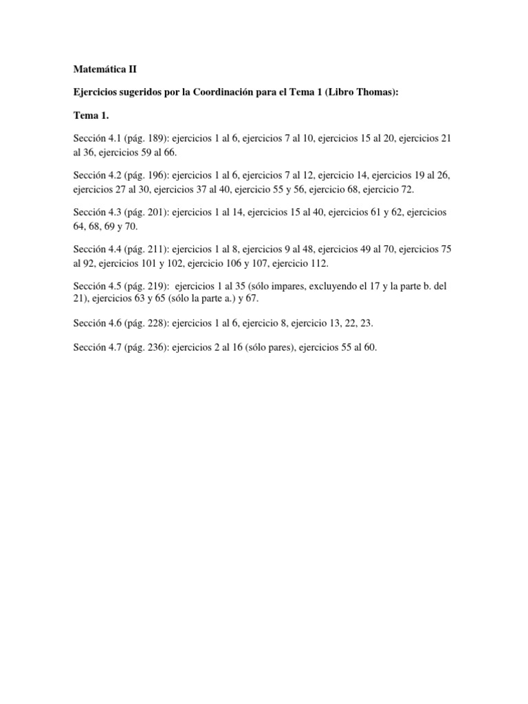 Ejercicios Matemática II - Tema 1 | PDF