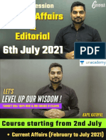 6th July 2021 Current Affairs by Kapil Kathpal