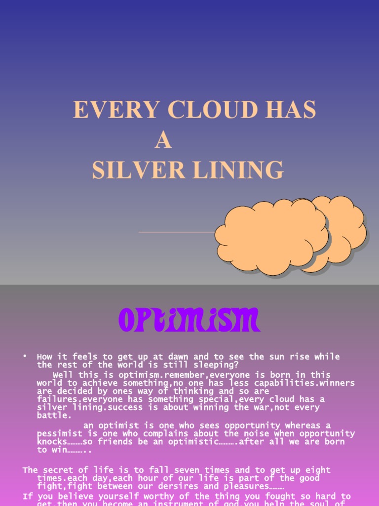 Every Cloud Has A Silver Lining | PDF | Optimism