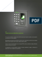 X7 Control de Acceso Biométrico Autónomo: Derechos de Autor © 2014, Zkteco, Inc. Todos Los Derechos Reservados