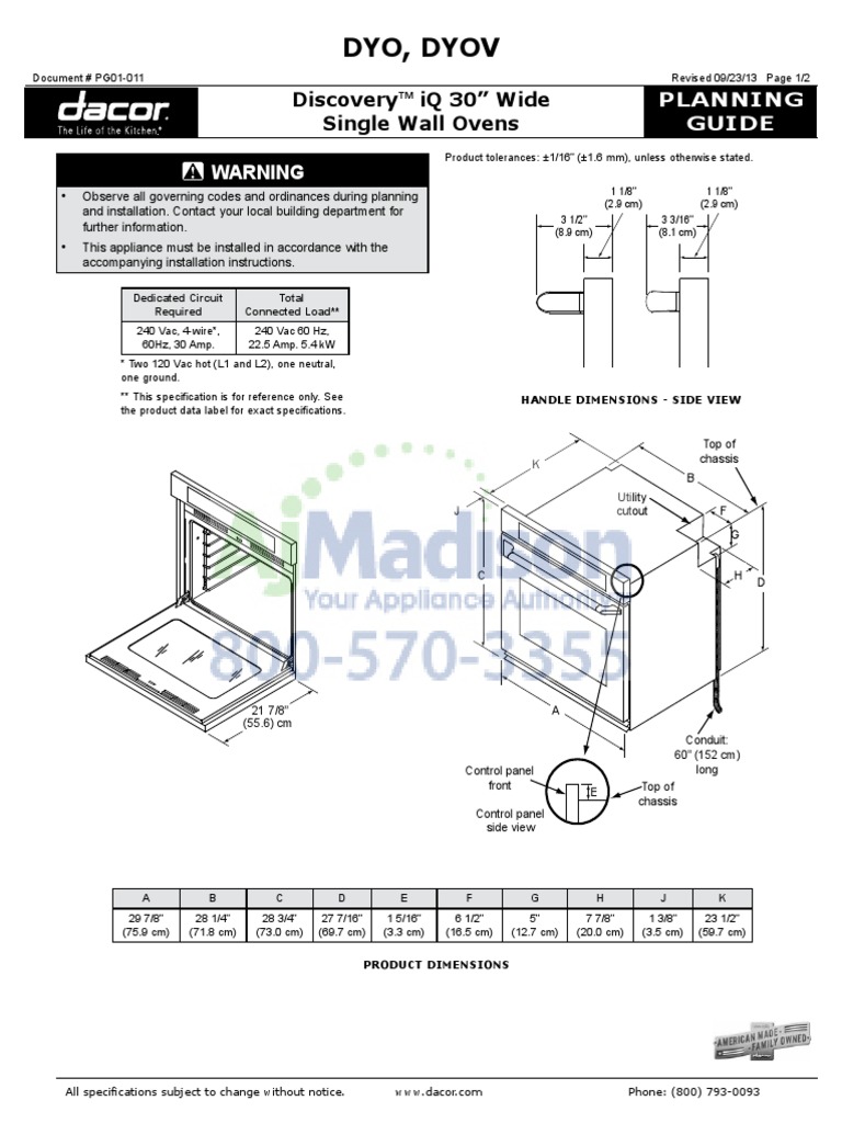 Dacor Dyo130s Design Guide PDF Electrical Engineering Manufactured Goods
