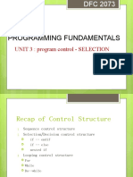 Programming Fundamentals: UNIT 3: Program Control - SELECTION