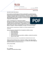 Afirmacion de Fe - Carta para Presbiterios