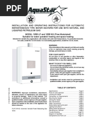 Bosch Aquastar 125b - LP | PDF | Water Heating | Pipe (Fluid Conveyance)