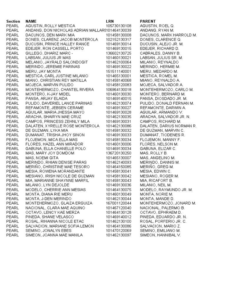 Grade 8 Student ID List | PDF | Sports & Recreation