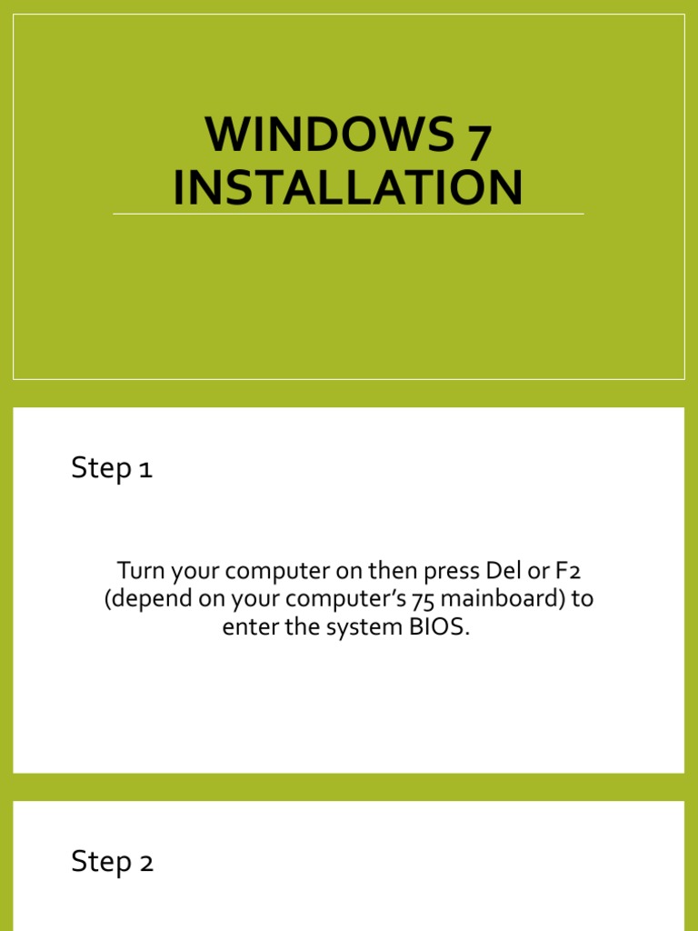 Windows 7 Installation Guide | PDF | Booting | Bios