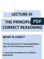 Lecture-Iii The Principles of Correct Reasoning