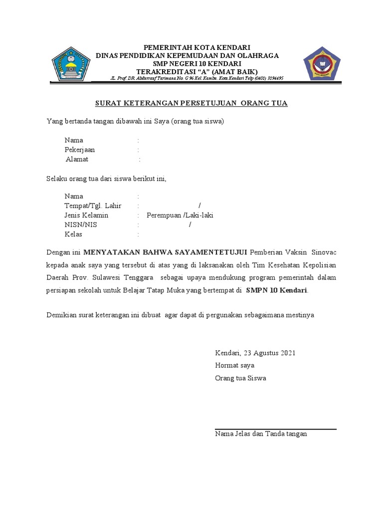 Download 62+ Contoh Surat Izin Vaksin Di Sekolah Terbaik Gratis
