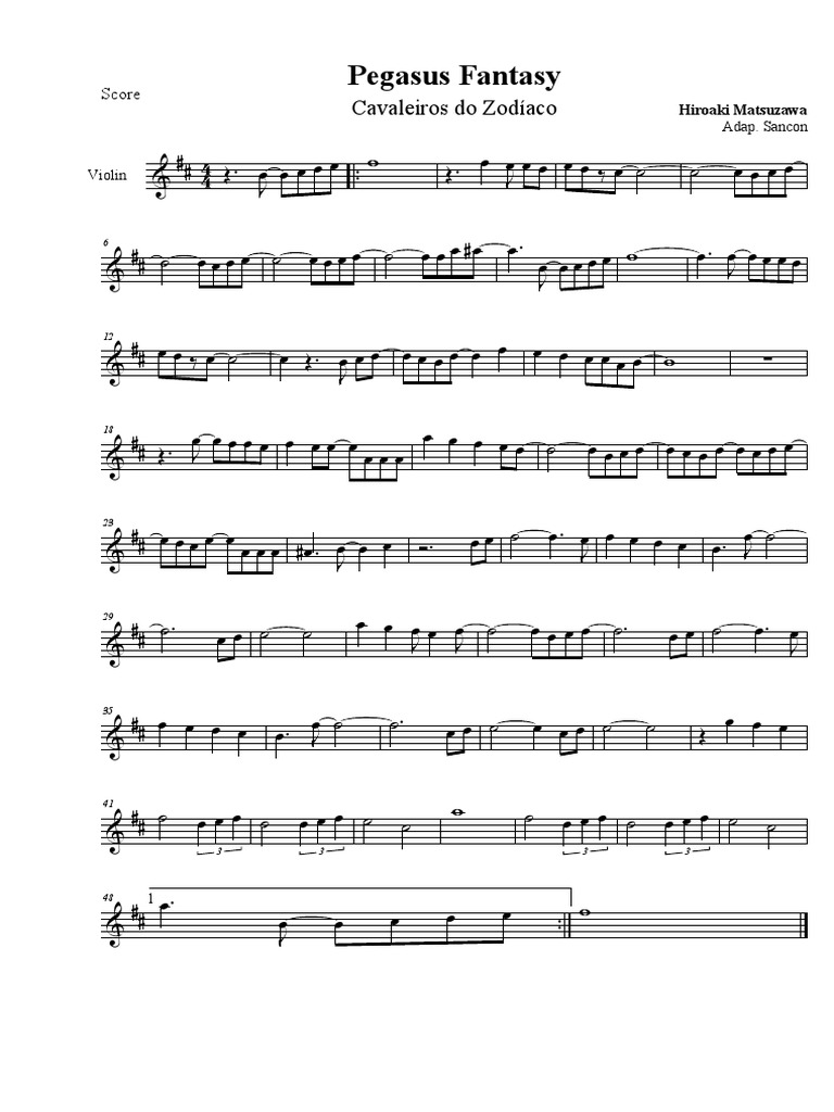 Pegasus Fantasy Partitura Violín | PDF