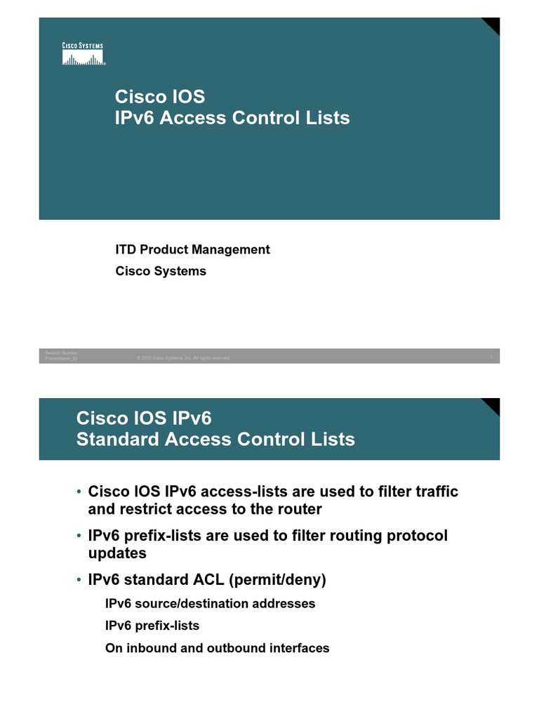 Cisco Access List | PDF | I Pv6 | Internet Architecture