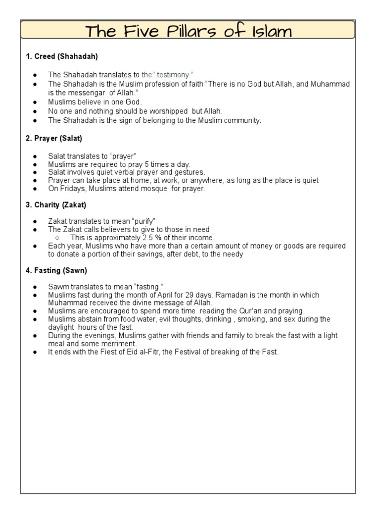 Overview of the Five Pillars of Islam | PDF | Self-Improvement ...