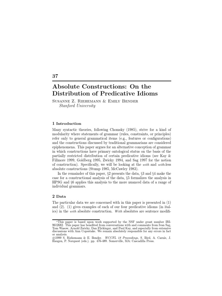 Absolute Clauses 2 PDF Idiom Phrase