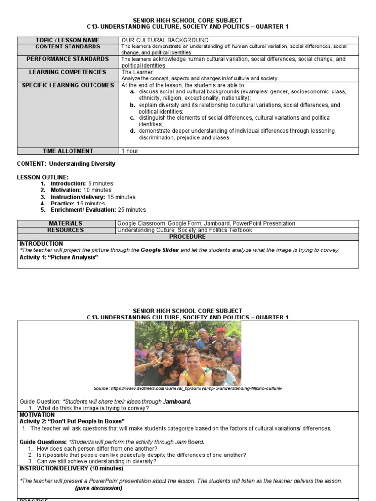 The Learners Demonstrate An Understanding Of: Human Cultural Variation ...