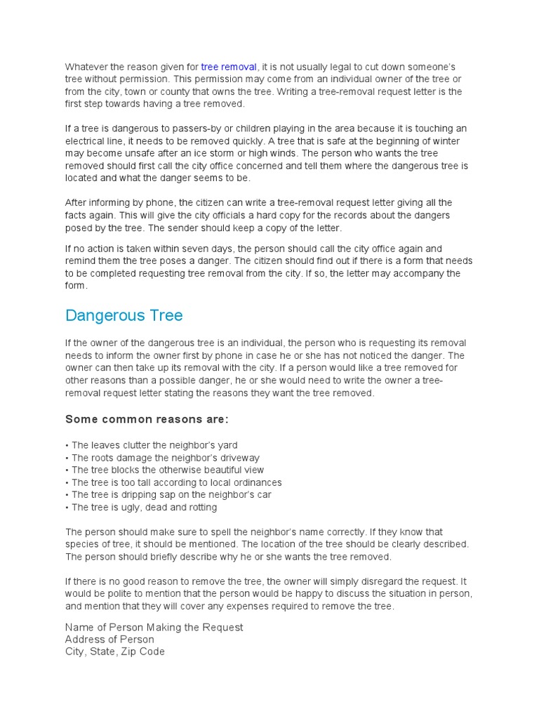 Tree Removal Request Guidelines | PDF