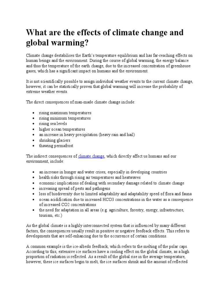Effects of Climate Change and Global Warming | PDF | Climate Change ...