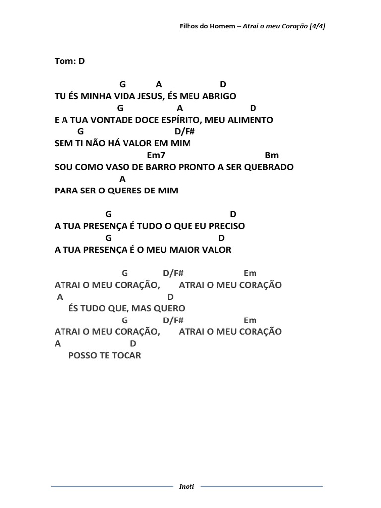 Filhos Do Homem - Atrai o Meu Coração | PDF | Artes Linguísticas e ...