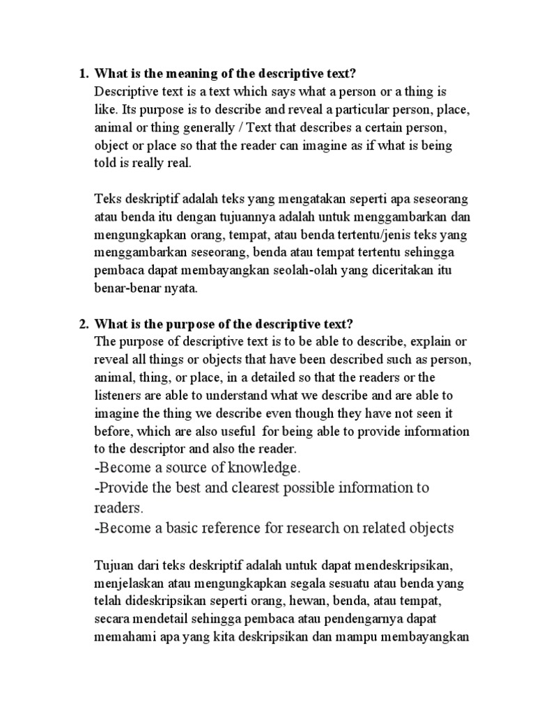 What Is The Meaning of The Descriptive Text? PDF Rose Verb