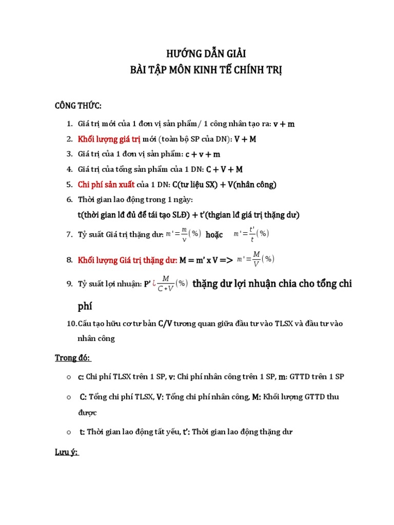 Công thức bài tập KTCT | PDF