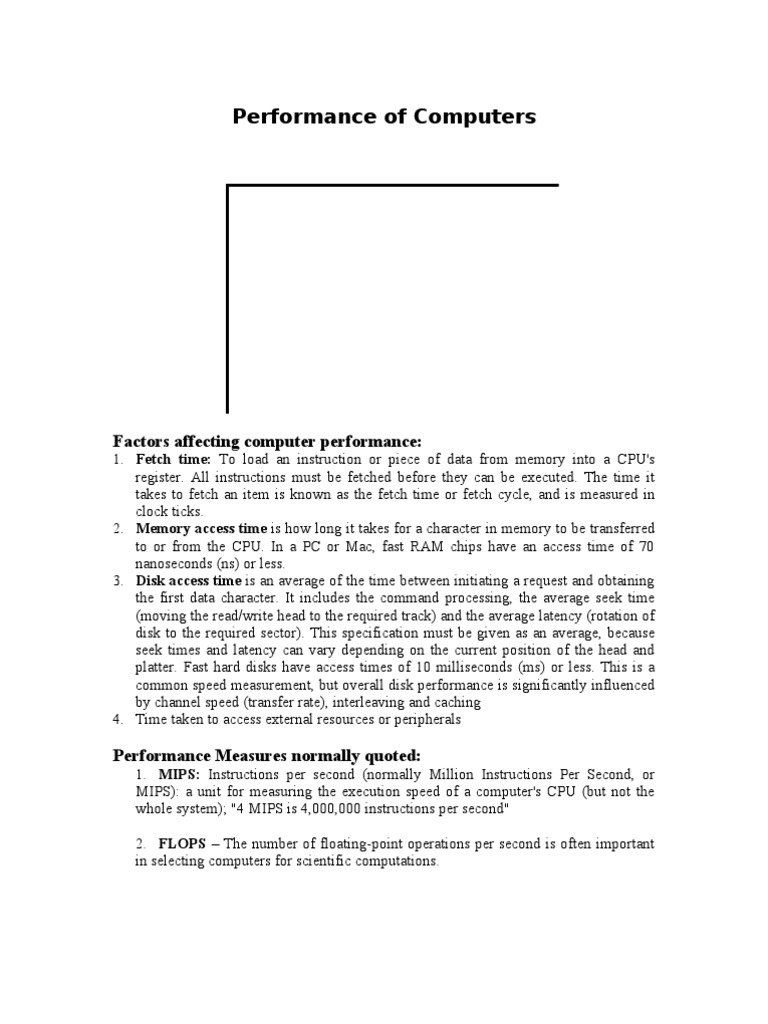 Performance of Computers Factors Affecting Computer Performance PDF