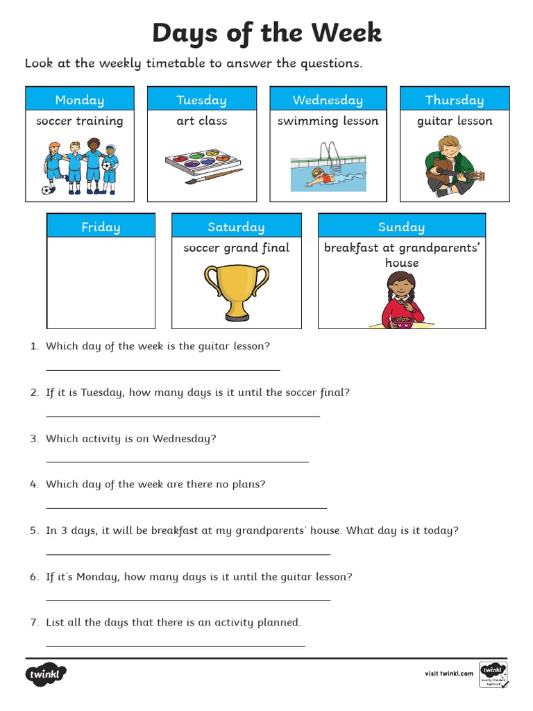 Weekly Activity Planner Quiz | PDF