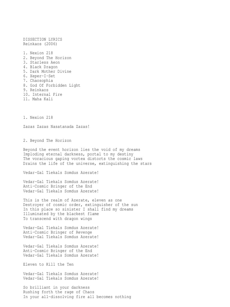 Lyrics Kali Dragon