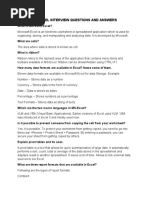 MS Excel Interview Questions and Answers