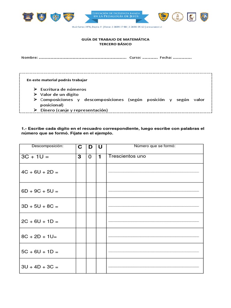 Guia Numeros Hasta El 1000 3ero | PDF
