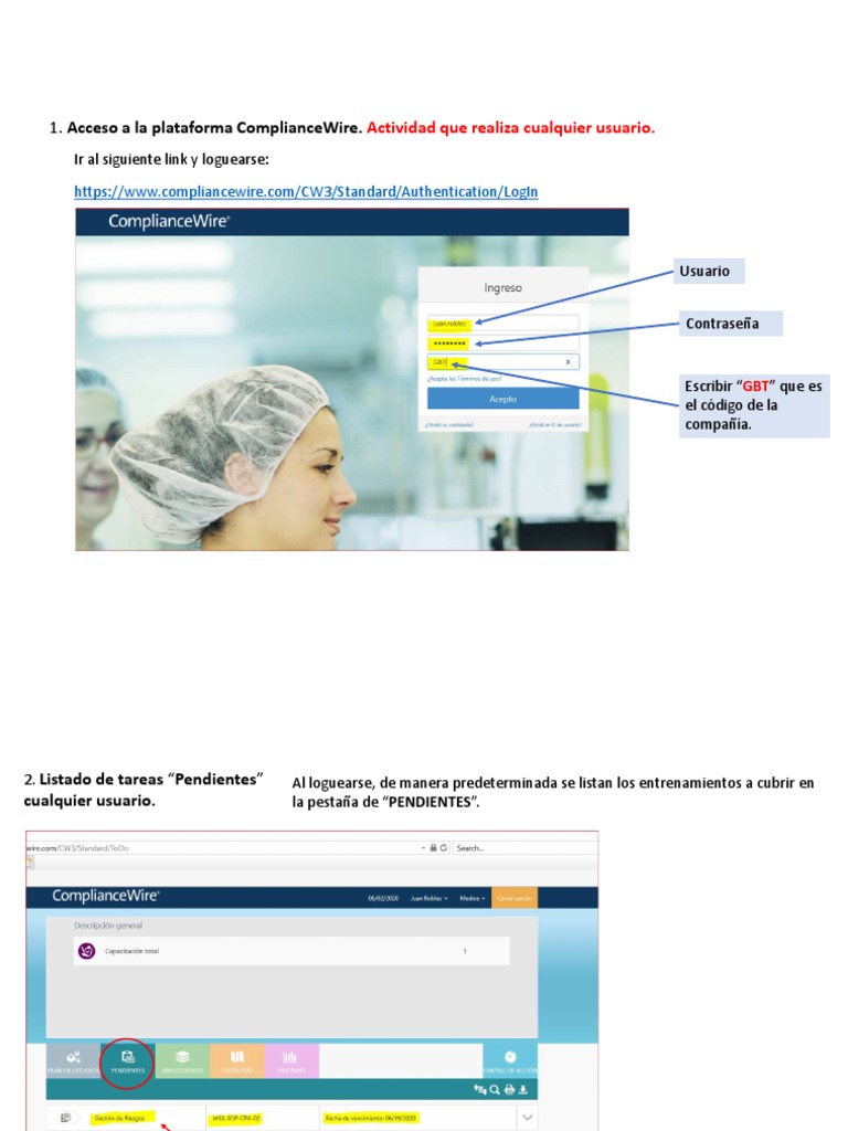 Guía de Acceso y Entrenamiento en ComplianceWire | PDF | Cuestionario ...