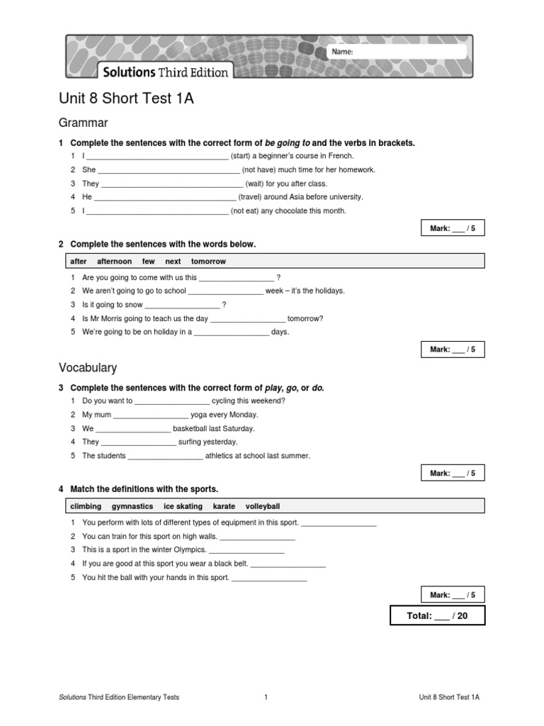 Unit 8 Short Test 1A Answers | PDF | Cognitive Science | Human ...