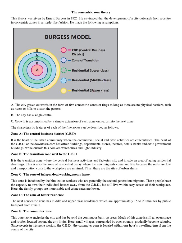 The Concentric Zone Theory | PDF | Commuting | Slum