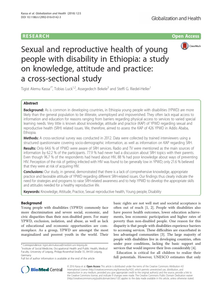 Sexual and Reproductive Health of Young People With Disability in ...