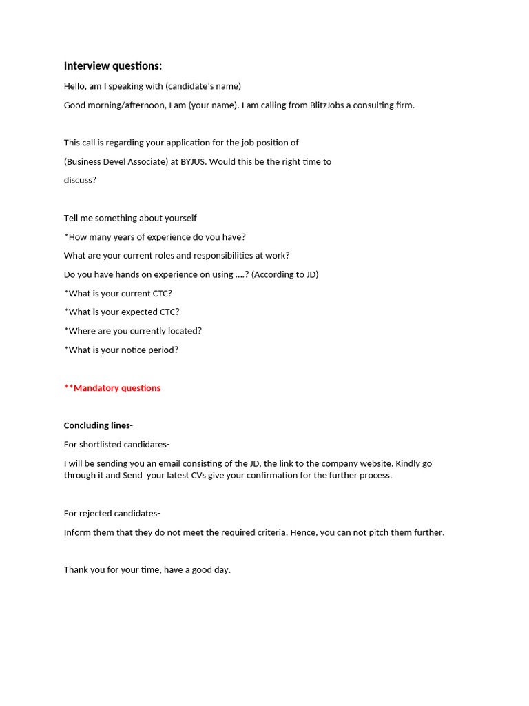 Client Acquisition - Interview Questions and Mail Format Task 2 | PDF