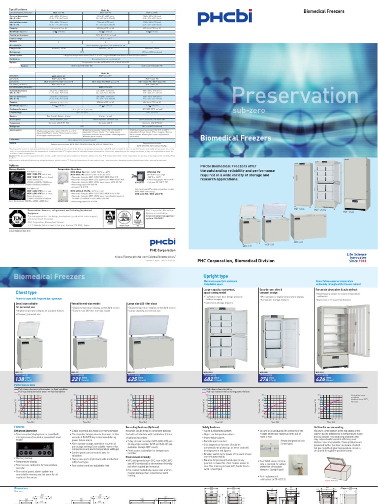 PHCBi Biomedical Freezer Specifications | PDF | Refrigerator ...