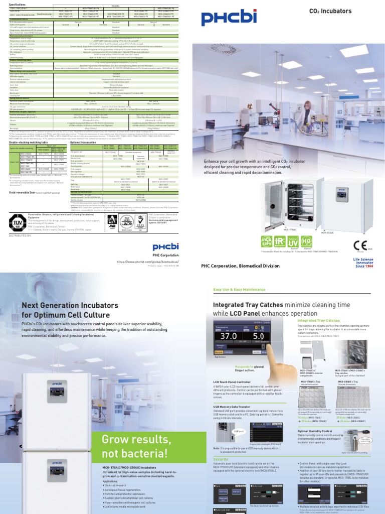 PHCbi CO2 Incubator Overview and Specs | PDF | Ultraviolet | Hydrogen ...