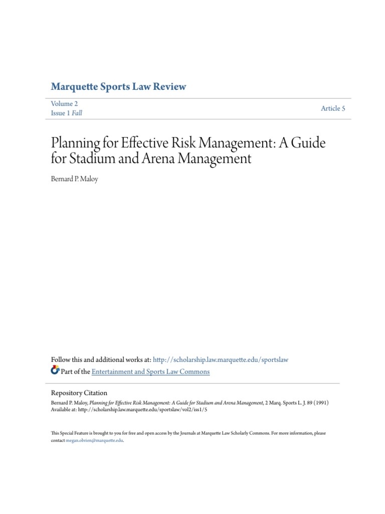 Stadium Risk Management Guide | PDF | Tort | Risk Management