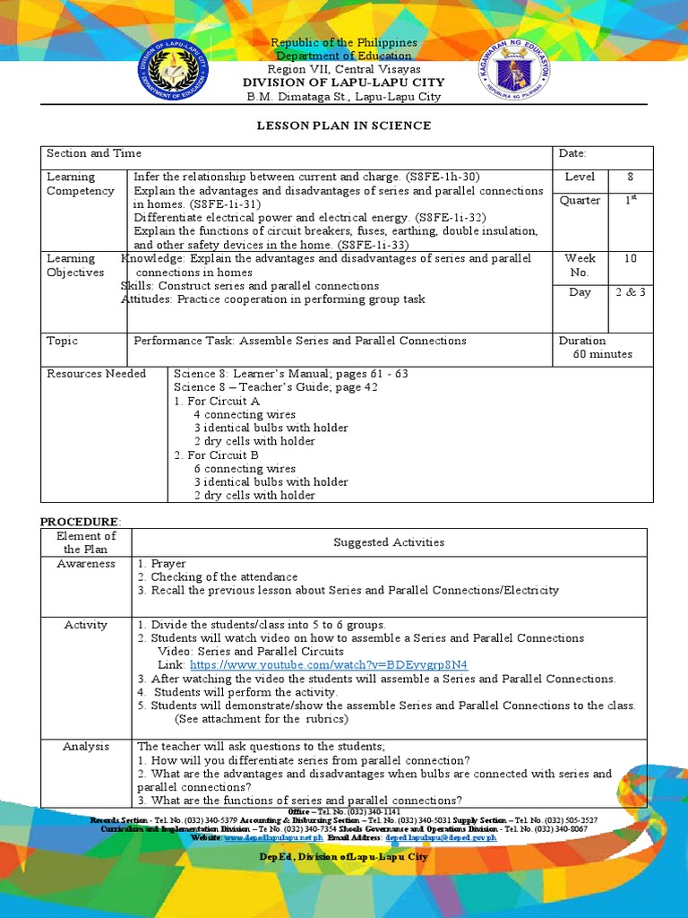 Lesson Plan: Series and Parallel Circuits | PDF | Series And Parallel ...